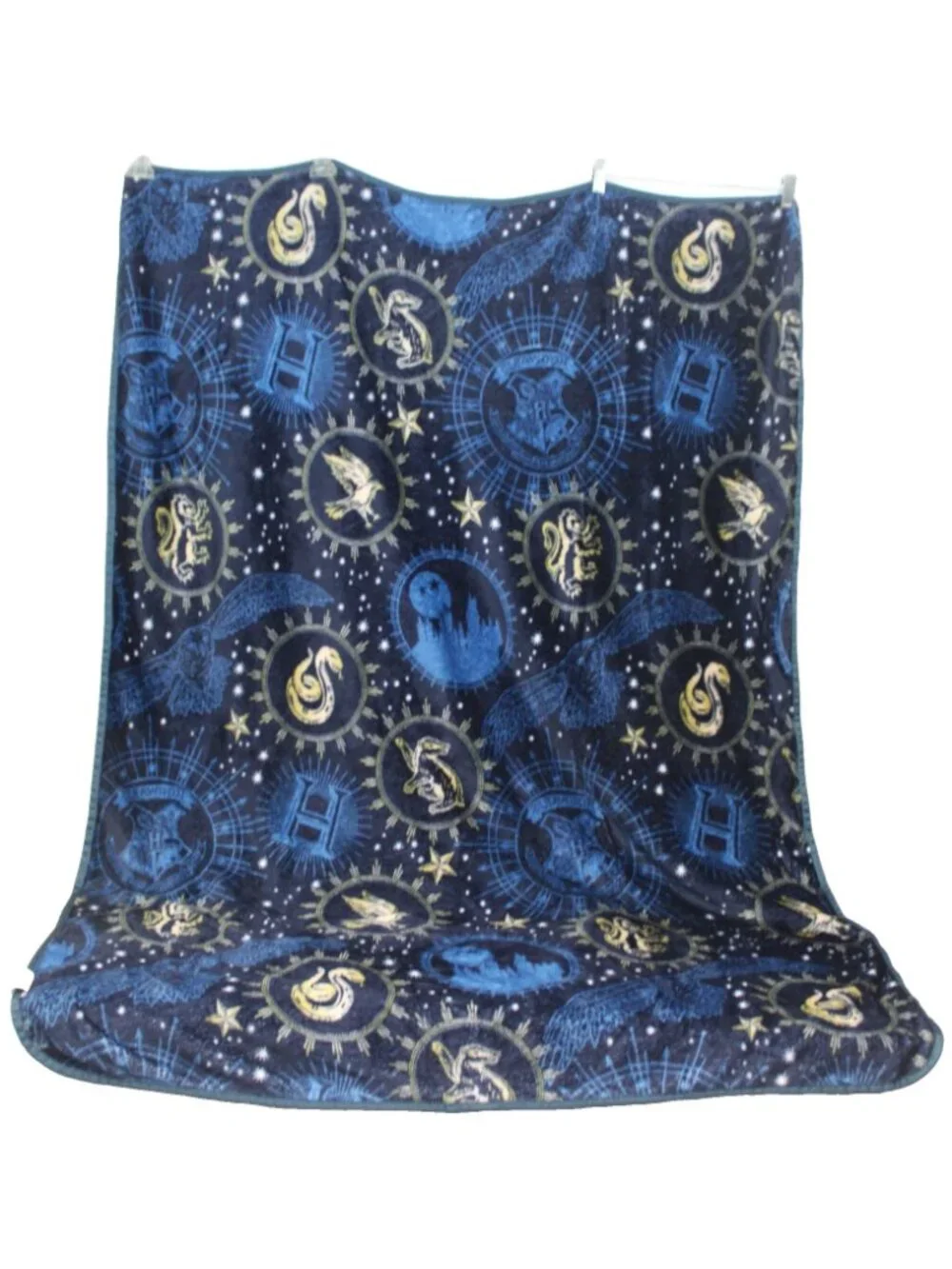 Wizarding World Harry Potter Fleece Blanket Throw Accent Sigils Blue Universal
